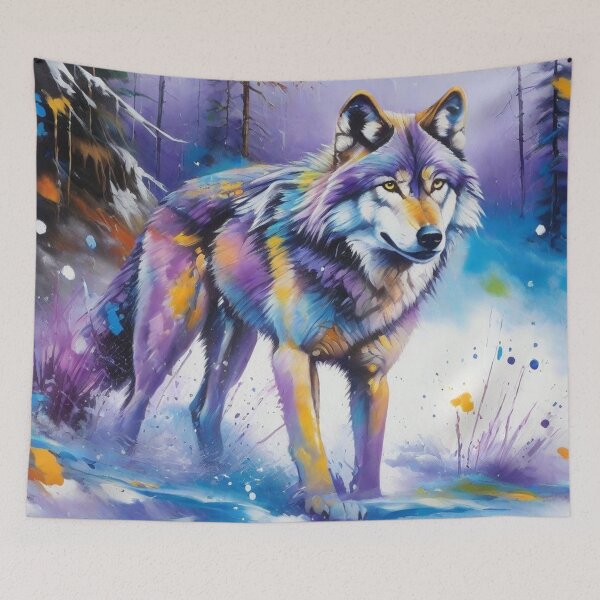 Item preview, Wolf Picture with Splash Paint in the Snow designed and sold by Wolfheartart.