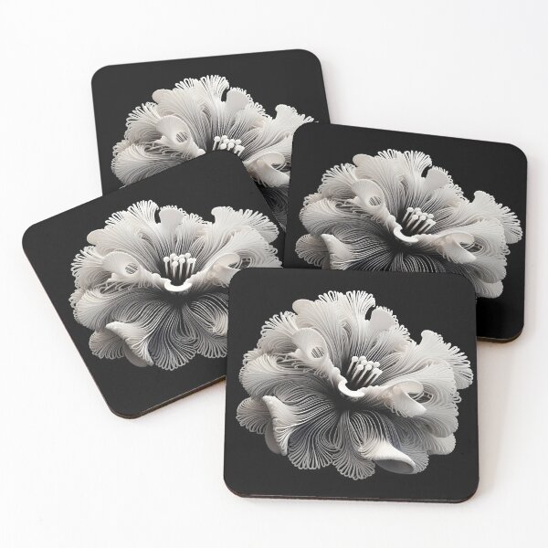 Item preview, black and white abstract coral anemone designed and sold by dcrc.