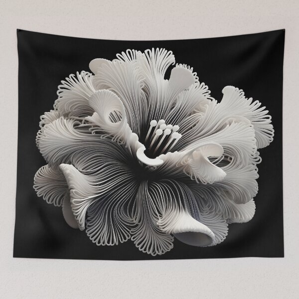 Item preview, black and white abstract coral anemone designed and sold by dcrc.
