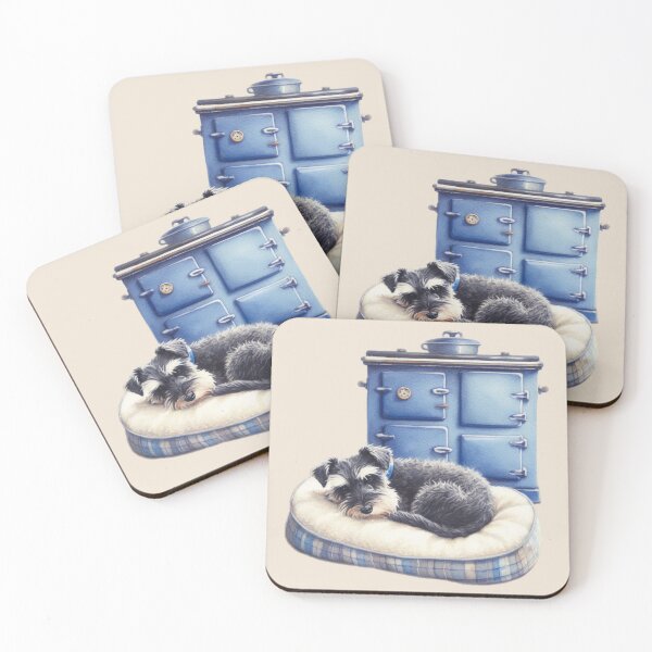 Item preview, Miniature Schnauzer Snoozing in front of the Aga designed and sold by barksandsqueaks.