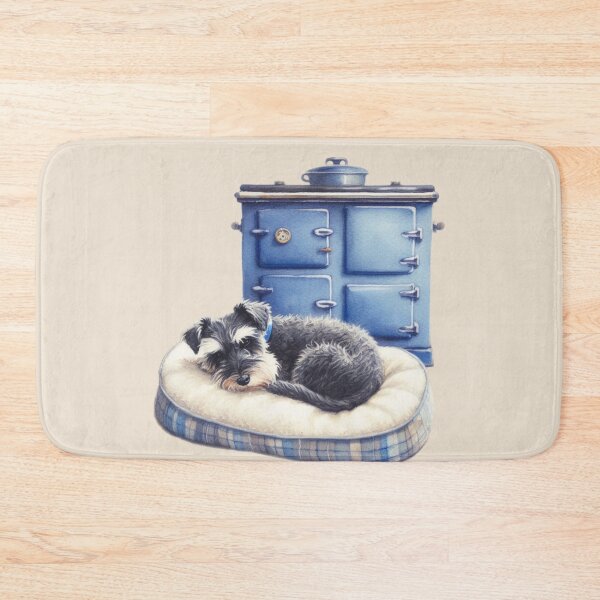 Item preview, Miniature Schnauzer Snoozing in front of the Aga designed and sold by barksandsqueaks.