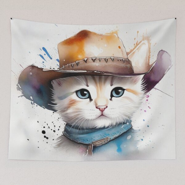 Item preview, Cute Kitten Wearing a Cowboy Hat designed and sold by Wolfheartart.