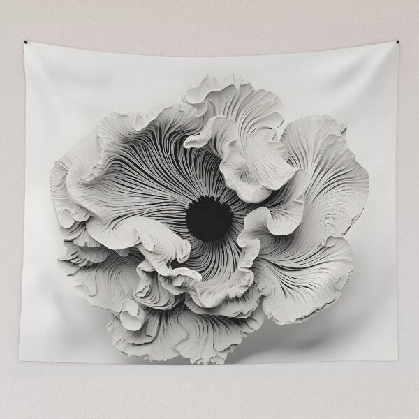 Item preview, Black and white abstract coral anemone designed and sold by dcrc.