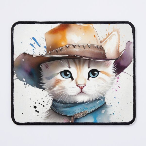 Item preview, Cute Kitten Wearing a Cowboy Hat designed and sold by Wolfheartart.