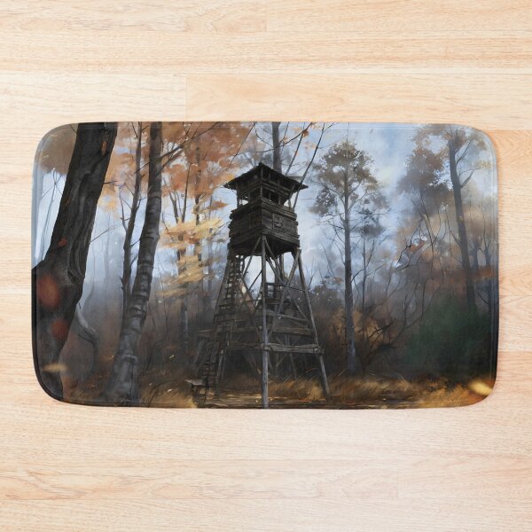 Item preview, Old wooden hunting tower in the autumn forest designed and sold by twisted-dot.