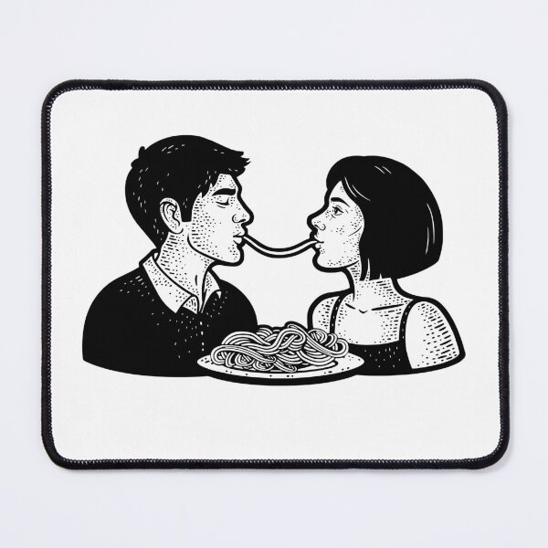 Item preview, Girl eating spaghetti. Couple in love eating pasta designed and sold by DragonflyLP.