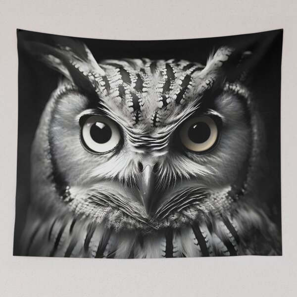 Item preview, stunning black and white cinematic photo of an owl designed and sold by dcrc.