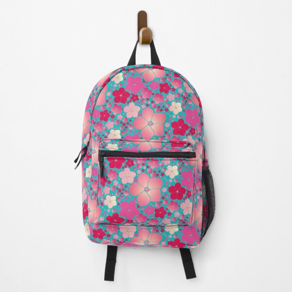 Item preview, Tossed Five-Petal Pink Flowers on Teal Half-Drop Repeat 5748 designed and sold by Art in My Loft.