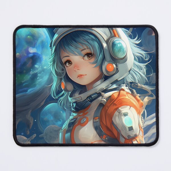 Item preview, Dreamlike anime girl in space astronaut portrait print art designed and sold by TheArtistOf2022.
