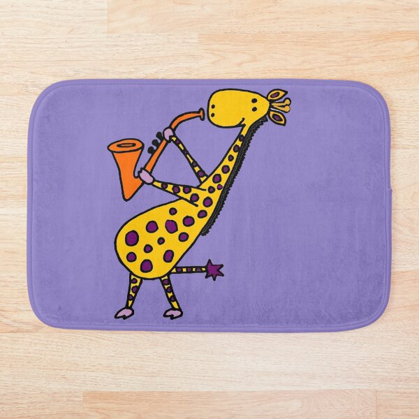 Aperçu de l'œuvre Drôle Cool girafe jouant Saxophone Orange créée et vendue par Nature's Fancy.