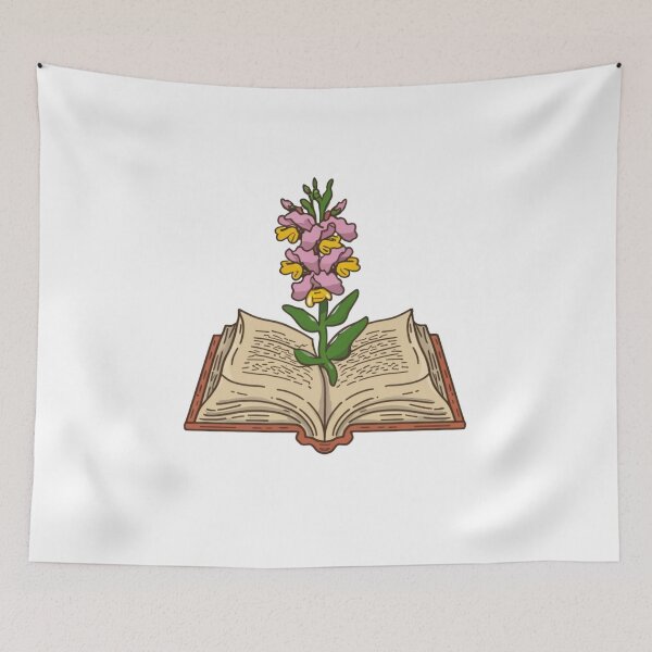 Item preview, Flowers Growing From Book | A beautiful Light purple with yellow  Antirrhinum majus designed and sold by CircinusStore.