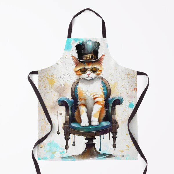Item preview, Steampunk Cat Sitting on a Chair With Splash Paint Background designed and sold by Wolfheartart.