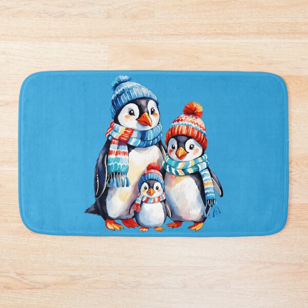 Item preview, Penguin family in knitted hats and scarves, Winter penguins, Christmas penguins designed and sold by Niktarka.