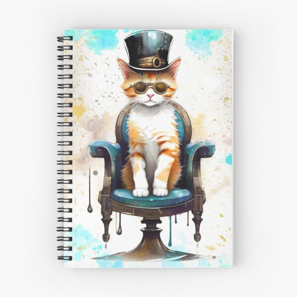 Item preview, Steampunk Cat Sitting on a Chair With Splash Paint Background designed and sold by Wolfheartart.