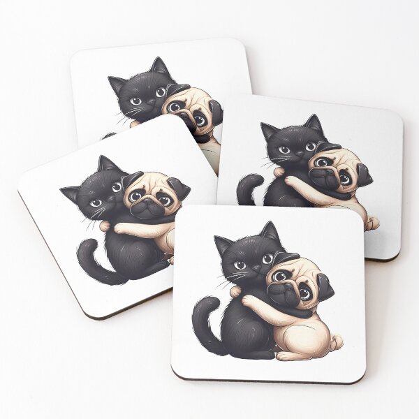 Item preview, Cat And Dog Friendship Cartoon Art designed and sold by Coffee Lifestyle.