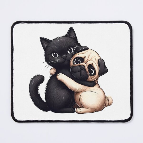 Item preview, Cat And Dog Friendship Cartoon Art designed and sold by Coffee Lifestyle.