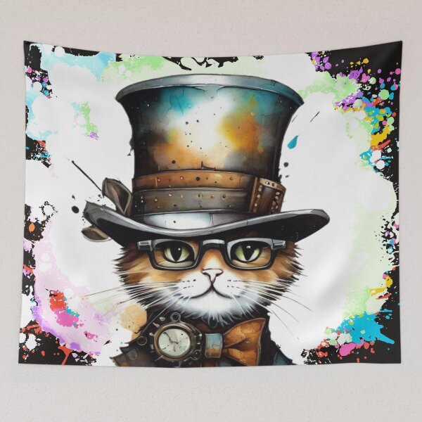 Item preview, Funky Steampunk Cat Picture designed and sold by Wolfheartart.