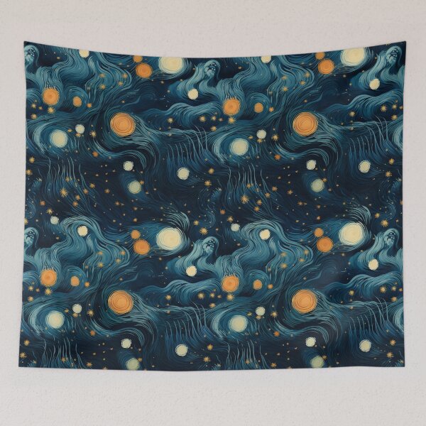Item preview, Abstract Swirls Pattern Moon & Stars designed and sold by ReverseBleach.