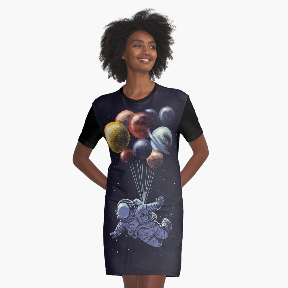 Space Travel Graphic T-Shirt Dress