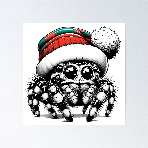 Item preview, Cute jumping spider in Christmas mood designed and sold by SailorShoppe.