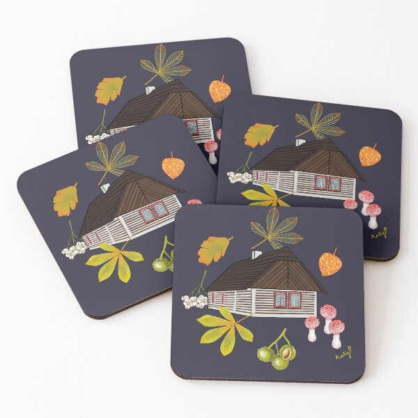 Item preview, Czech cottage life, night, nature pattern designed and sold by Naty Design Prague.
