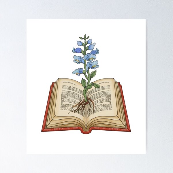Item preview, Flowers Growing From Book | A beautiful Light blue Antirrhinum majus with roots | Little Blue Flowers S designed and sold by CircinusStore.