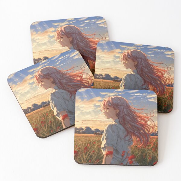 Item preview, Anime country girl in fields of poppies art designed and sold by TheArtistOf2022.