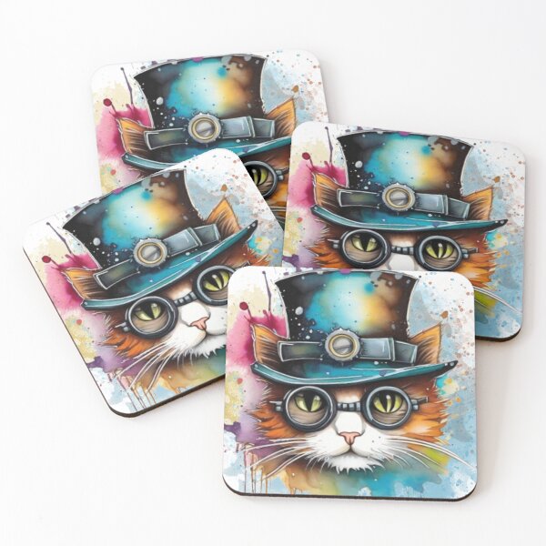 Item preview, Steampunk Cat with a Splash Paint Background designed and sold by Wolfheartart.
