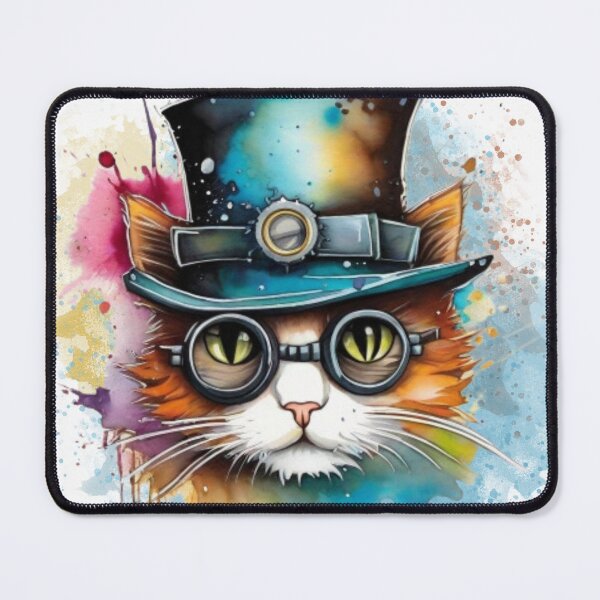 Item preview, Steampunk Cat with a Splash Paint Background designed and sold by Wolfheartart.