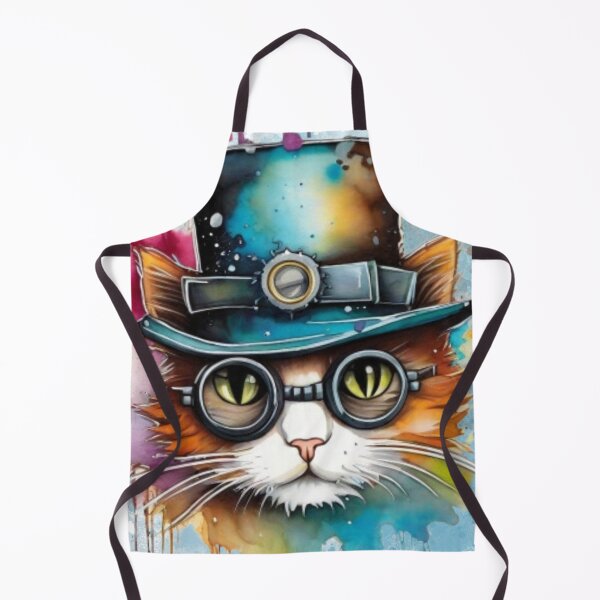 Item preview, Steampunk Cat with a Splash Paint Background designed and sold by Wolfheartart.