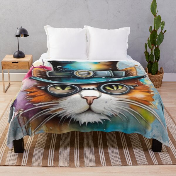 Item preview, Steampunk Cat with a Splash Paint Background designed and sold by Wolfheartart.