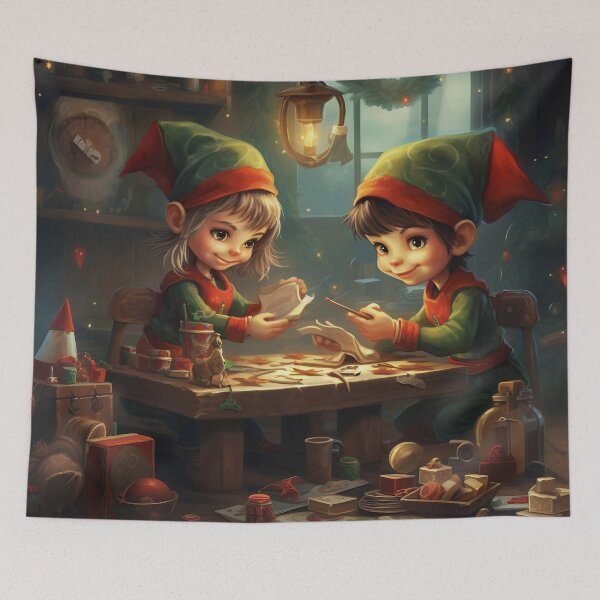 Item preview, Christmas Elves Making Toys designed and sold by dcrc.