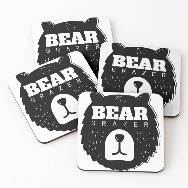 Item preview, Bear grazer. Simple black head and white text designed and sold by DragonflyLP.