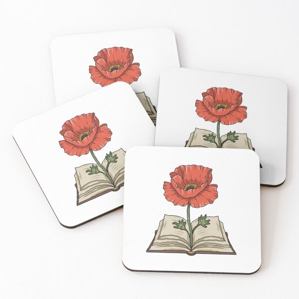 Item preview, Flowers Growing From Book | A beautiful Light red Papaver (Poppy flower) designed and sold by CircinusStore.