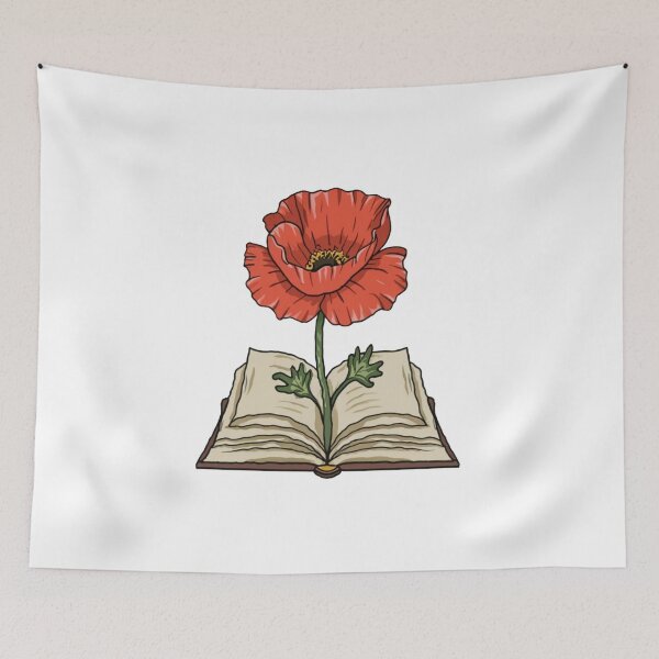 Item preview, Flowers Growing From Book | A beautiful Light red Papaver (Poppy flower) designed and sold by CircinusStore.