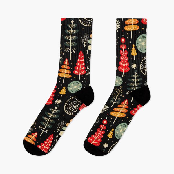 Item preview, Mid Century Retro Groovy Trees Christmas Pattern designed and sold by ArtMeetsPizza.