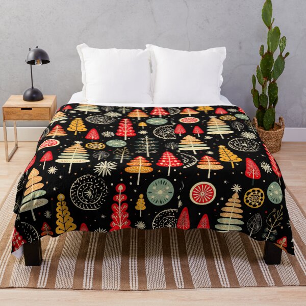 Item preview, Mid Century Retro Groovy Trees Christmas Pattern designed and sold by ArtMeetsPizza.