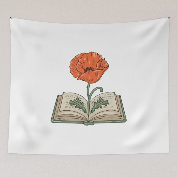 Item preview, Flowers Growing From Book | A beautiful orange Papaver (Poppy flower) designed and sold by CircinusStore.