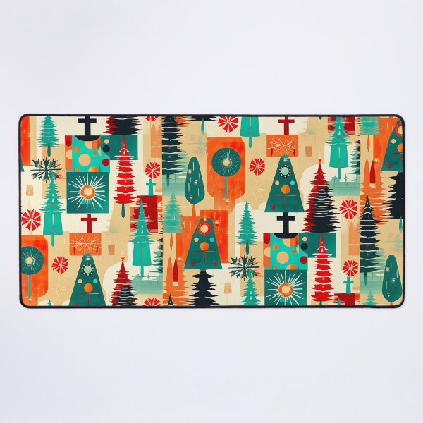 Item preview, Mid Century Retro Groovy Trees Wreaths Gifts Christmas Pattern designed and sold by ArtMeetsPizza.