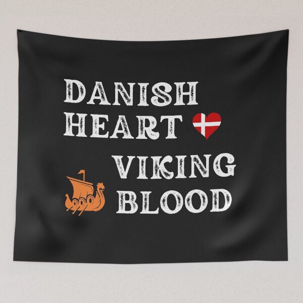 Item preview, Danish Heart Viking Blod. White text. Gift ideas for historical enthusiasts. designed and sold by LindaLG.