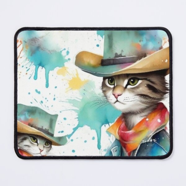 Item preview, Cowboy Cat & Cowboy Kitten With Splash Paint Background designed and sold by Wolfheartart.