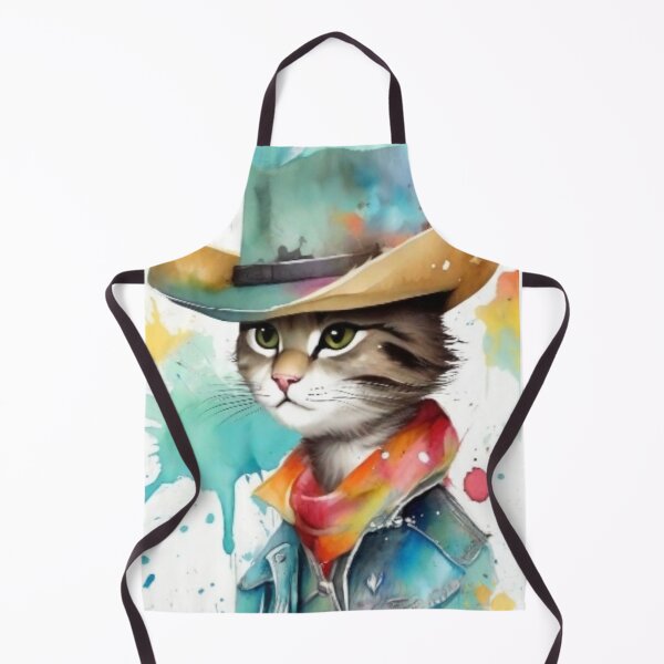 Item preview, Cowboy Cat & Cowboy Kitten With Splash Paint Background designed and sold by Wolfheartart.