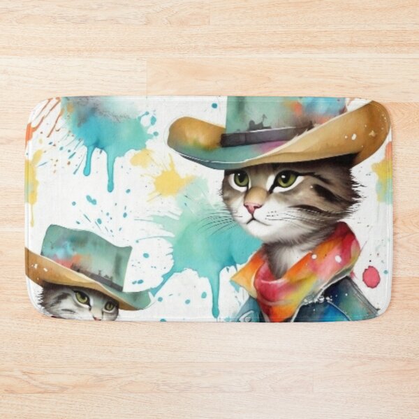 Item preview, Cowboy Cat & Cowboy Kitten With Splash Paint Background designed and sold by Wolfheartart.