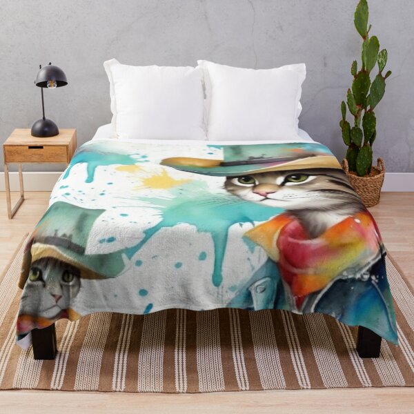 Item preview, Cowboy Cat & Cowboy Kitten With Splash Paint Background designed and sold by Wolfheartart.