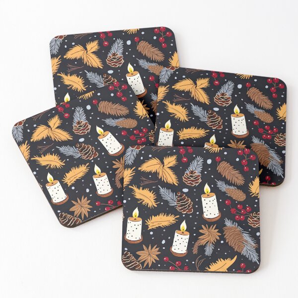 Item preview, Mid Century Retro Groovy Pine Candles Berries Christmas Pattern  designed and sold by ArtMeetsPizza.