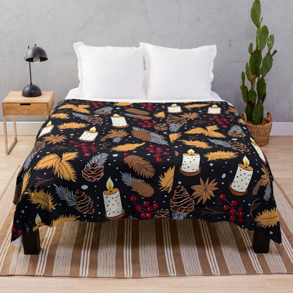 Item preview, Mid Century Retro Groovy Pine Candles Berries Christmas Pattern  designed and sold by ArtMeetsPizza.