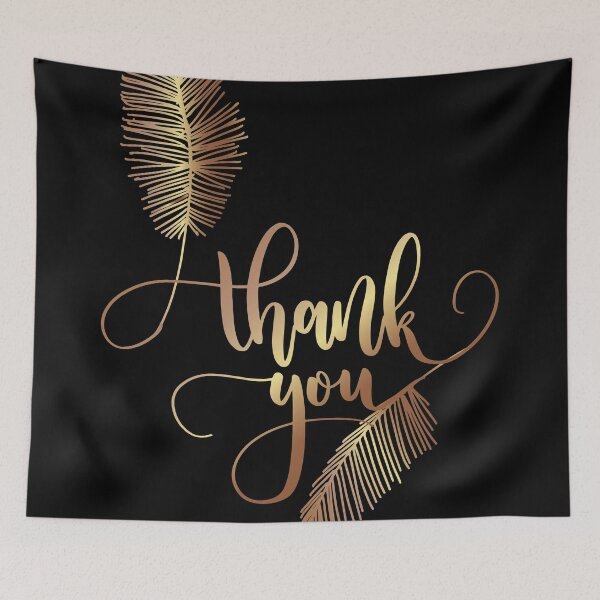 Item preview, gold feather thank you designed and sold by PineLemon.