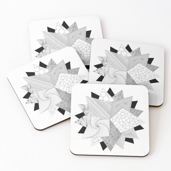Item preview, Black and White Geometric Golden Angle Flower designed and sold by DHTDesigns.