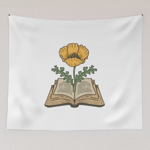 Item preview, Flowers Growing From Book | A beautiful yellow Papaver (Poppy flower) designed and sold by CircinusStore.