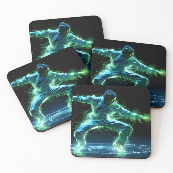 Item preview, Dynamic action painting of a luminous break dancer in the style of neon-infused digitalism designed and sold by AI-Only Creations.